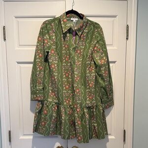 Floral Green Long-Sleeve Dress